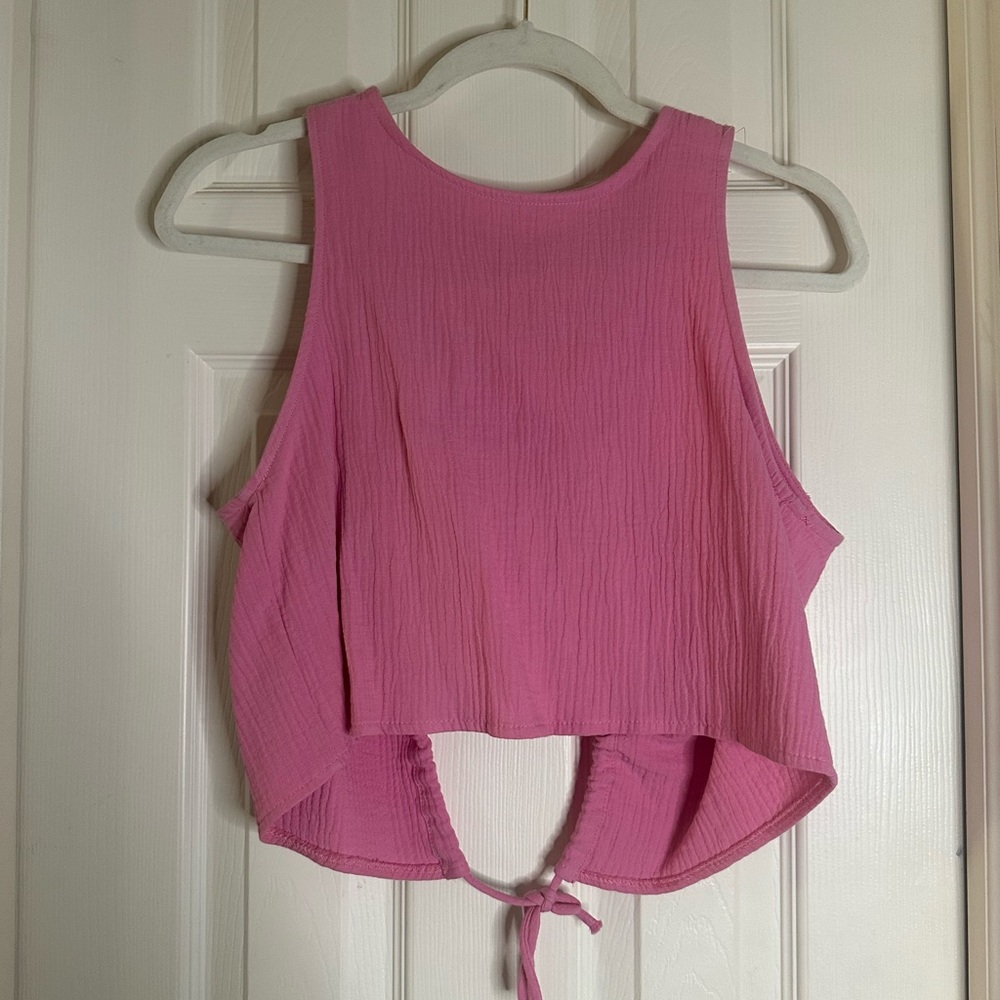 Zara Open Back Tie Pink Top